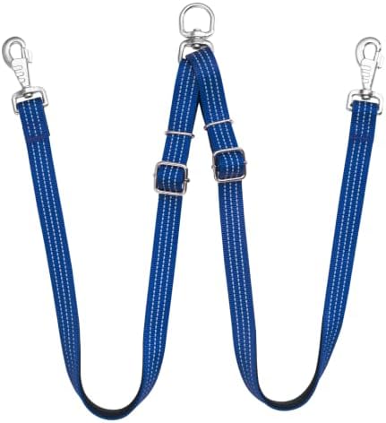 Double Dog Leash Coupler,No Tangle Dog Leashes Connector,Two Dogs Lead Splitter,Reflective Dual Lead Adjustable Length to Fit All Sized Breeds,Walking Training for 2 Dogs (Blue, Heavy：Dogs 30+ lbs) by HONGSAGE