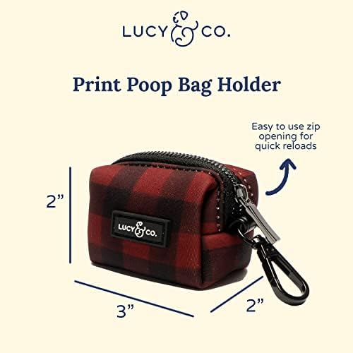 Lucy & Co. Holly Jolly Dog Poop Bag Holder - Cute Designer Pet Waste Bag Dispenser, One Size, Red Buffalo Plaid - Image 2