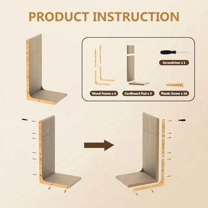 SMARTBEAN 3-Pack Cardboard Cat Scratcher for Indoor Cats, 23 Inch L Shaped Vertical Cat Scratching Post, Cat Scratching Board for Wall and Couch, Large - Image 6