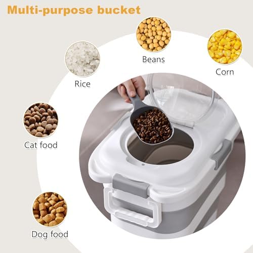 SEWIU 2pack 25 lbs Dog Food Storage Container,Collapsible Dog Food Container with Scoop,Pet/Dog/Cat/Bird Food/Cat litter Storage Containers to Keep Dry,Easy to Move.(Black+white) - Image 6