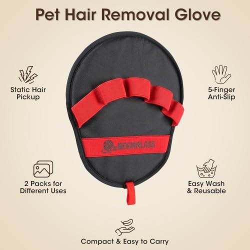 2 Pack Pet Hair Removal Gloves for Dog & Cat, Static Hair Removal Tool - Image 2