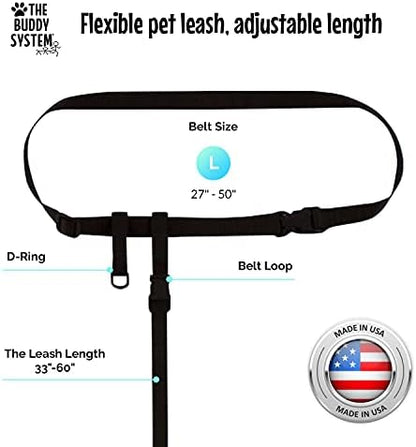 The Buddy System - Hands Free Dog Leash - Small Dog, Large Belt, Black - Image 3