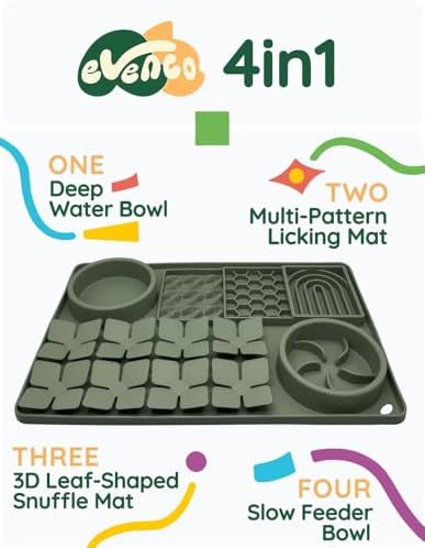 Slow Feeder Bowl, Silicone Lick Mat with Suction Cups for Dog Cat, Snuffle Mat for Pet Smell Training, Puzzle Toys for Bored Puppy, Interactive Sniff Mat for Slow Eating & Keep Busy, Dark Green - Image 3
