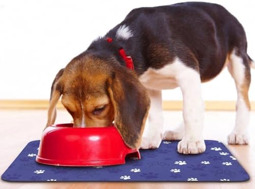 Dog Food Mat, Absorbent Water Bowl Mats Cat Pet Feeding Placemats Dark Blue 32 * 24 inch - Image 6