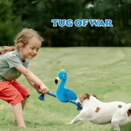 Flamingo Dog Toy, Squeaky Plush Rope Toy for Tug and Play - Image 4