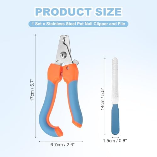 Pet Nail Clipper with Nail File, Pet Nails Clippers and Trimmer with Safety Guard, Professional Grooming Tool for Indoor Small Dog Cat Kitten, (Blue/Orange, 1 Set) - Image 2