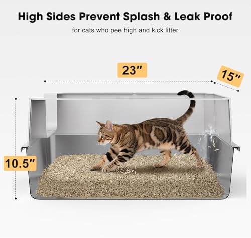 FURTIME Stainless Steel Cat Litter Box, Large Cats Metal Litter Box - Image 3