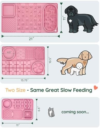 Slow Feeder Bowl for Dogs and Cats, Silicone Lick Mat & Snuffle Mat with Suction Cups - Interactive Puzzle Feeder, Slow Eating, Keep Busy and Reduce Vomiting (15.75" x 10.5" Pink) - Image 6