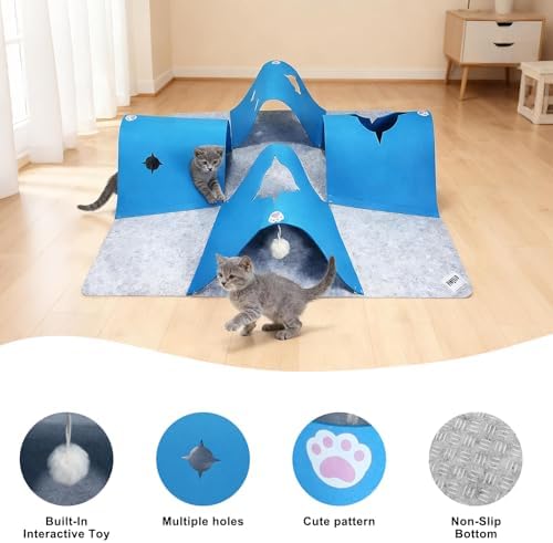 4-Way Cat Tunnels for Indoor Cats, Interactive Toys with Plush Ball - Image 6
