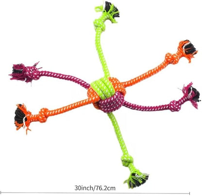 30 Inch Dog Rope Toy for Tug of War, Heavy-Duty Braided Cotton Rope Toy for Medium & Large Dogs, Interactive Chew & Dental Cleaning Toy
