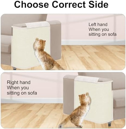 Cat Scratch Sofa Protector,23.6" L*19.7" W Cat Scratch Furniture Protector Pad, Couch Arm Sheild with Natural Sisal for Protecting Couch Sofa Chair Furniture(Beige/Right Handed) - Image 6