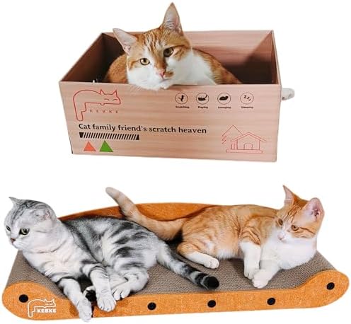 Cat Scratcher Bed 27 Inch Cat Couch Scratcher &16 Inch Cat Scratch Box with Refillable Scratch Pad Cat Scratchers for Indoor Cats Durable Extra Large Cats Lounger Furniture Protector - Image 4