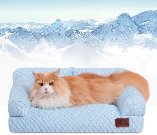 Hollypet Cooling Dog Couch Bed, Washable Pet Sofa, Blue, 24x18 - Image 2
