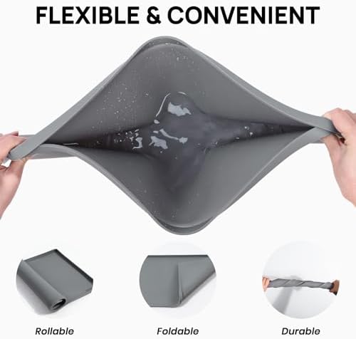 YINEYA 18" x 12" Silicone Cat Food Mat Waterproof, 0.2" Raised Edge(Gray) - Image 5