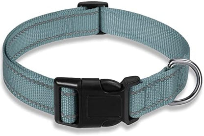 Reflective Dog Collar, Puppy Collar with Buckle Adjustable, Grey XS by BOOMIBOO