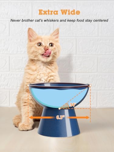 LoeJan Elevated Food and Water Bowls Set, Extra Wide and Raised Ceramic Feeder, Anti-Vomit Whisker-Free Pressure Cat Feeding Bowl for Kittens Adult Cats Small Dogs - Image 5
