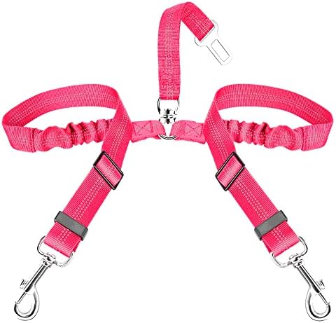 SlowTon Double Dog Seat Belt for Car with Elastic Bungee Buffer, Adjustable by SlowTon