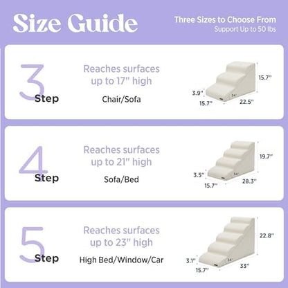 Lesure Dog Stairs for Small Dogs, Beige, 5 Step Ramp for High Bed and Couch - Image 6