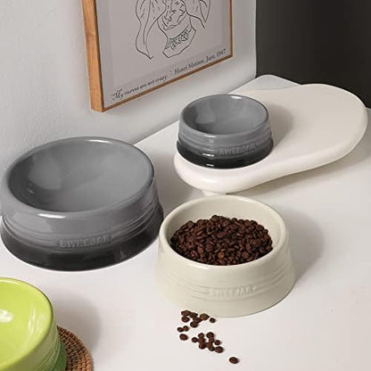Sweejar Gradient Dog Bowl, Ceramic Dog Food Dish for Puppy and Kitten, Porcelain Pet Bowl for Food and Water 8 oz (Gradient Grey) - Image 4