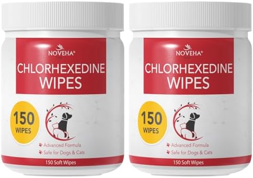 NOVEHA Pet Wipes - Formulated Pet Wipes - for Facial and Finger Folds, Underarms - 3" x 2" Size (300 Counts) by NOVEHA