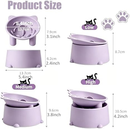 Raised Slow Feeder Cat Bowl, Silicone Elevated Tilted Cat Slow Feeder Bowl - Image 6