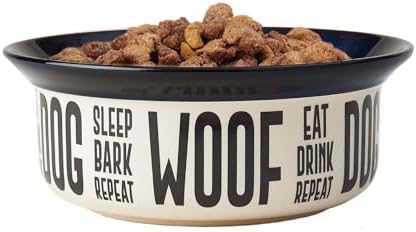 PetRageous 17001 Eat Drink Repeat Two-Tone Stoneware Dishwasher Safe Dog Bowl 4-Cup 8.18-Inch Diameter 3-Inch Tall for Medium and Large Dogs and Cats, Off-White, (Pack of 1) - Image 5