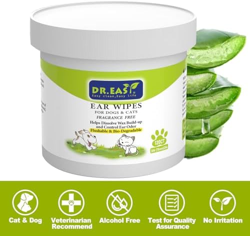 Dr.Easy Pet Ear Wipes 120ct for Dogs & Cats,No Fragrance,Helps Dissolve Wax Build-Up and Control Ear Odor,flushable Gentle Soft and high Absorbency,Lock in Liquid,Stop Ear Itching,Natural Cleansing. - Image 4