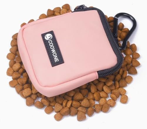 Dog Treat Pouch Pocket Sized Pet Puppy Training Pouch for Dog Training Behavior Aids, Waterproof Nylon Fabric Dog Poop Bag Holder, Hands Free Dog Walking Bag with Metal Carabiner (Pink) - Image 3