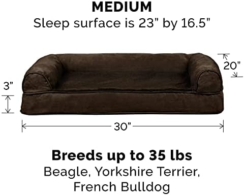 Furhaven Cooling Gel Dog Bed for Medium/Small Dogs w/ Removable Bolsters & Washable Cover, For Dogs Up to 35 lbs - Plush & Suede Sofa - Espresso, Medium - Image 2