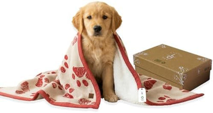 Baby & Pet Blanket 100% Cotton with Sherpa Fleece – Soft Stroller & Cuddle Blanket for Baby, Dog & Cat – Breathable, Hypoallergenic, Washable – 76×96 cm Amber Glow by LittleDedi