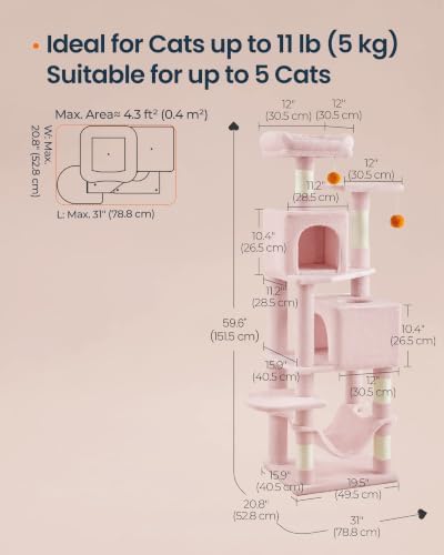 SONGMICS HOME Cat Tree for Indoor Cats, Multi-Level Tower - Image 5