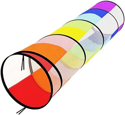 Kids Play Tunnel,Pop Up Crawl Through Tunnel Play Tent for Baby Kids Children or Pet,Foldable Pop Up Tents with Carry Bag (Colorful Play Tunnel with Mesh) by WESKMENS