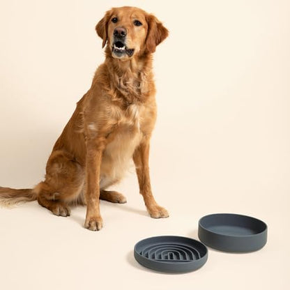 Slow Feeder Dog Bowl - Silicone Dog Bowl, Large, 9.5" x 1.5" - Charcoal - Image 4