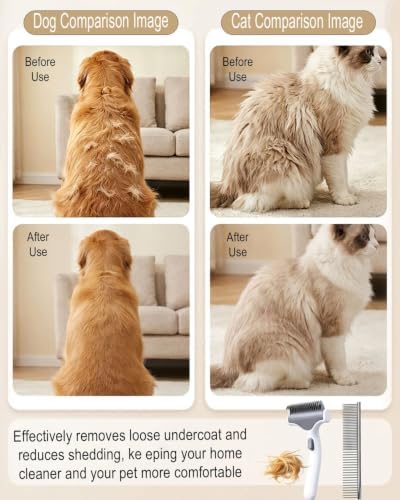 Undercoat Rake for Dogs & Cats, White - Image 5