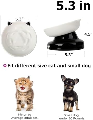 Y YHY Ceramic Cat Slow Feeder, Elevated Dog Food Bowl Tilted Design, Slow Feeder Bowl no Black Chin, Cat Shape for Dry and Wet Food - Image 4