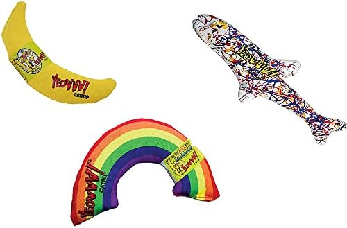 Yeowww! 100% Organic Catnip Variety Pack of Rainbow, Banana & Pollock Fish by YeowwwCatnip