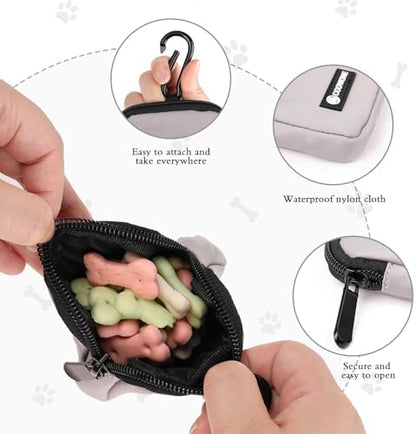 2 PCS Waterproof Small Dog Treat Bag for Leash, Hands Free Dog Walking Bag with Carabiner, Dog Poop Bag Holder for Pet Puppy Travel or Outdoor Use, Zipper Closure to Avoid Spilling - Image 5