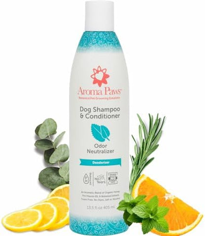 2-in-1 Dog Shampoo and Conditioner - Natural Deodorizing Formula Odor Neutralizer - Tearless Sensitive Skin Relief Wash for Dogs and Puppies - Sulfate and Paraben Free - 13.5 oz by AromaPaws