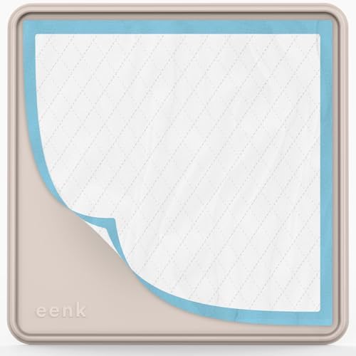Pee Pad Tray Holder for Dogs - Fits Up to 22 x 22 in. Square Potty Training Pads No Spill Raised Lip High Edge Silicone Mat, Extra Thick and Non-Slip for Indoor Floor Protection (Small, Beige) | eenk by eenk