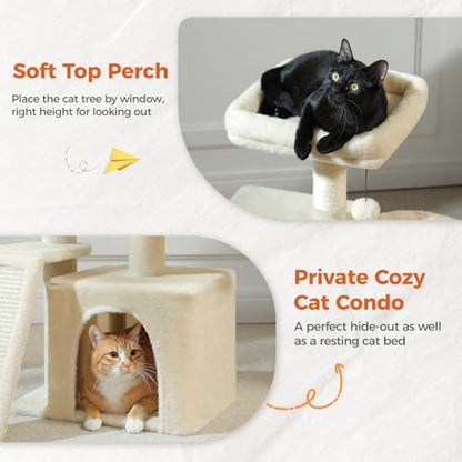 PETEPELA Cactus Cat Tree for Kittens & Small Cats, 32in Cat Tower, Beige - Image 5