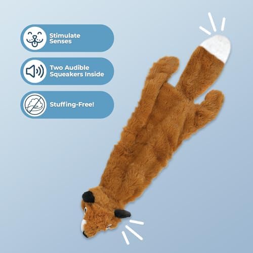 Best Pet Supplies 2-in-1 Stuffless Squeaky Dog Toy - Fox, Large - Image 2