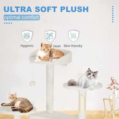 FDW | 62" Cat Tree Tower | Beige | Multi-Level Indoor Activity Center - Image 2