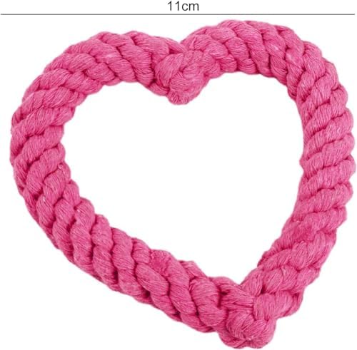 Jinshining Pink Cute Dog/Cat Chew Toys, Dog Toys for Chewers, Heavy Duty Dental Rope Toy for Dogs, Creative Love Heart Shaped Interactive Rope Dog Toys, Cotton Puppy Teething Chew Tug Toy Dark - Image 5
