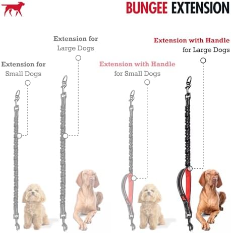 Tuff Pupper Bungee Dog Leash Extension | Shock Absorbing Extender Protects You & Your Dog | Added Handle Keeps Dogs Closer | Reflective For Night Walks | Works with Any Leash | For Medium & Large Dogs - Image 2