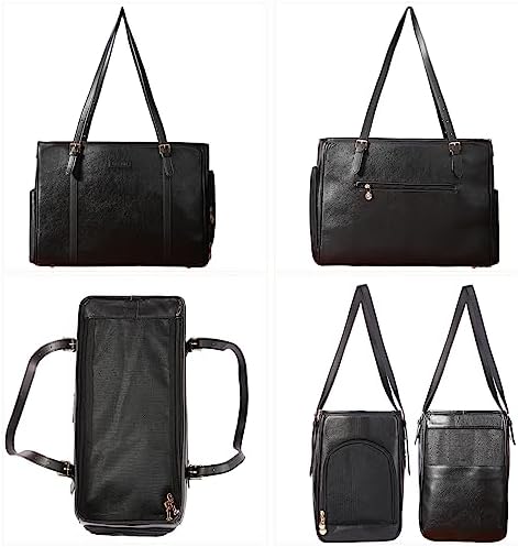 Lasaviin Fashion Dog Purse Pet Carrier Leather Bag for Small Dogs Cats Puppy, Portable Tote Bag Airline Approved Soft-Sided Carriers (Black) - Image 3