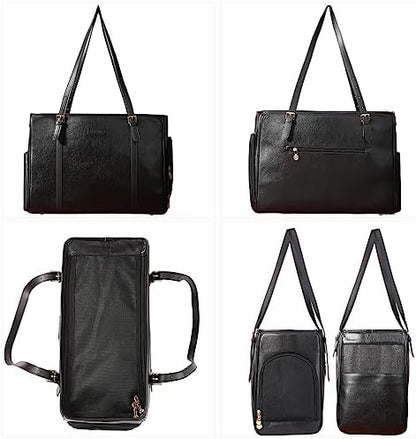 Lasaviin Fashion Dog Purse Pet Carrier Leather Bag for Small Dogs Cats Puppy, Portable Tote Bag Airline Approved Soft-Sided Carriers (Black) - Image 3
