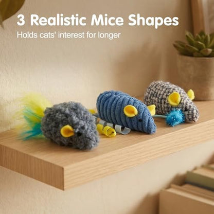 Catnip Toys (3 Pack), Cat Mouse Toys for Indoor Play, Small Interactive Cat Toys for Indoor Cats, Perfect for Single or Multi-Cat Households (Yellow) - Image 6