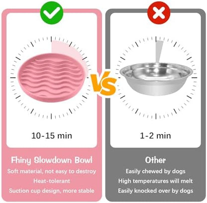 Fhiny Slow Feeder Dog Bowl, Silicone Dog Puzzle Bowl Slow Feeder Puppy Bowls Slow Eating Modern Lick Mat Design Dishwasher Microwave Fit for Fast Eaters, All Small Medium Dogs Puppy Doggy (Pink) - Image 5