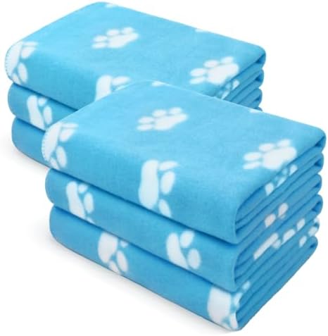 LINENLUX Fleece Dog Blankets 6-Pack, Soft Stretchy for Small Medium Puppy by LINENLUX