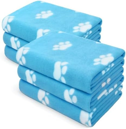 LINENLUX Fleece Dog Blankets 6-Pack, Soft Stretchy for Small Medium Puppy by LINENLUX